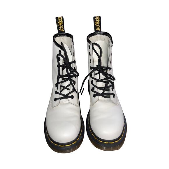 Dr. Martens 1460 BEX Leather Lace up White Boot Womens 8 eye Combat Size 7 Punk - Picture 1 of 5